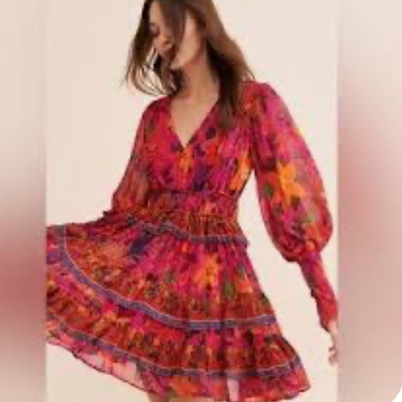 NWT Farm Rio Tropical Tapestry Long-Sleeve Minidress Size S - Picture 2 of 15